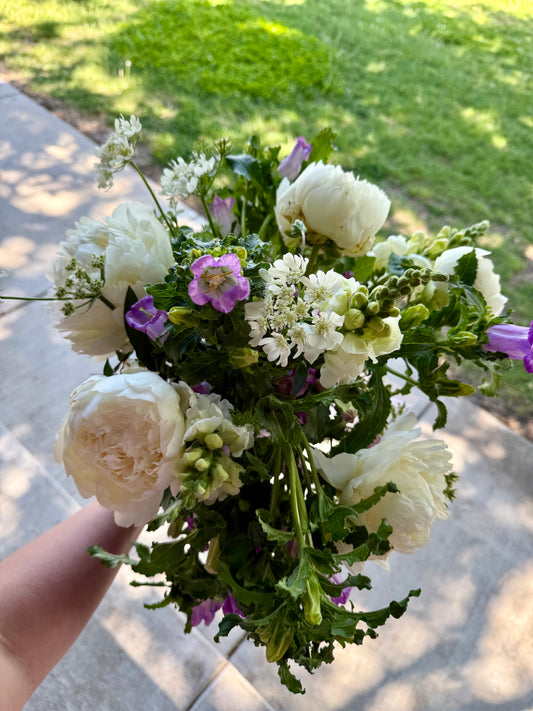 Peonies and Canterbury Bells (large bouquet)